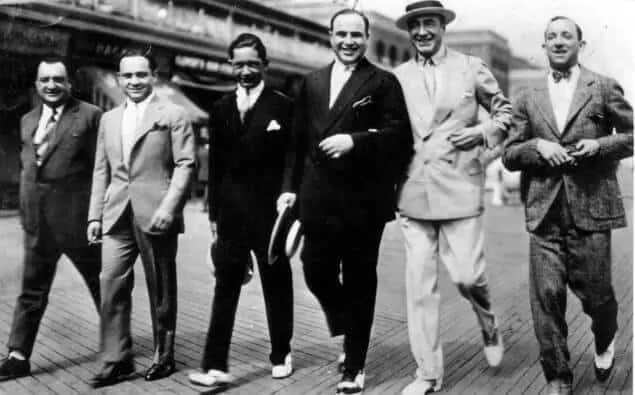 AL CAPONE in Atlantic City wearing black and white spectators with a dark suit