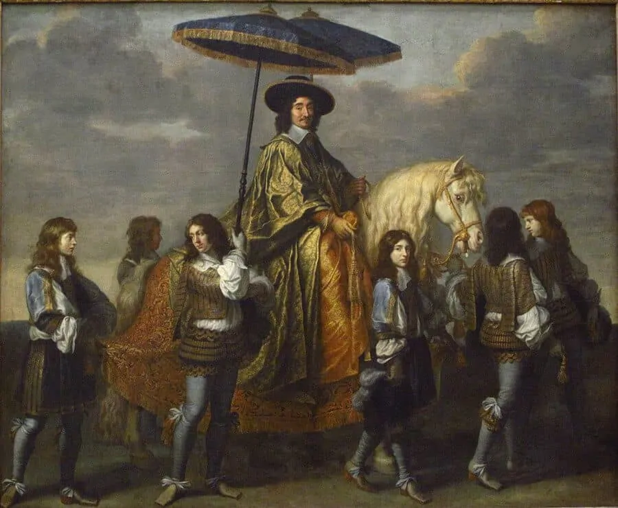 Historic painting of parisol in use by an aristocrat
