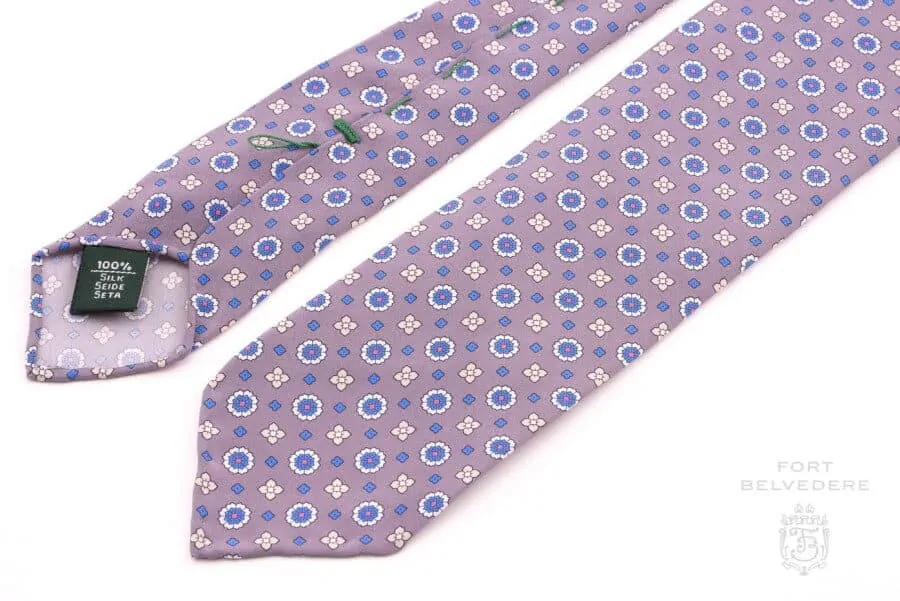 Light Brown Spring Summer Micropattern Foulard 3 Fold Tie