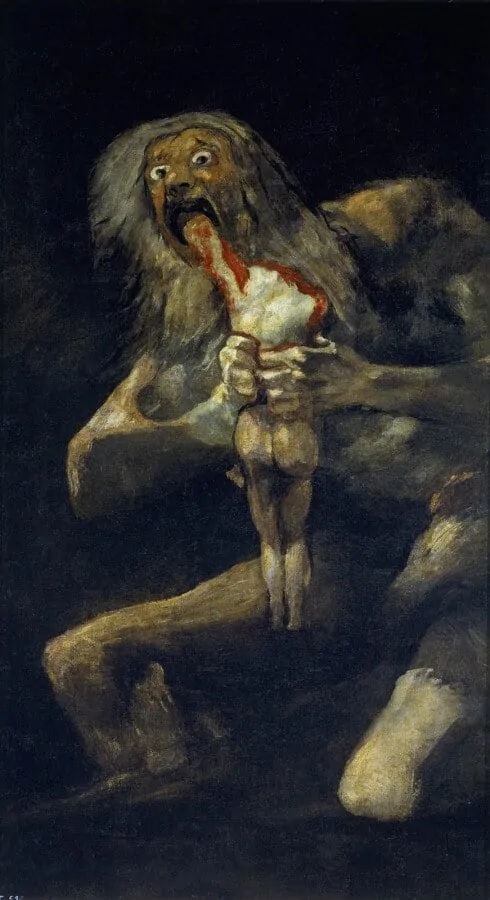 Saturn devouring his son by Francisco Goya during his instability