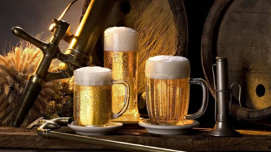 Beer glasses with head
