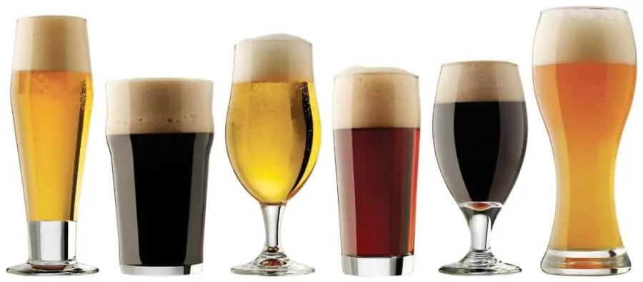 Various beer glasses