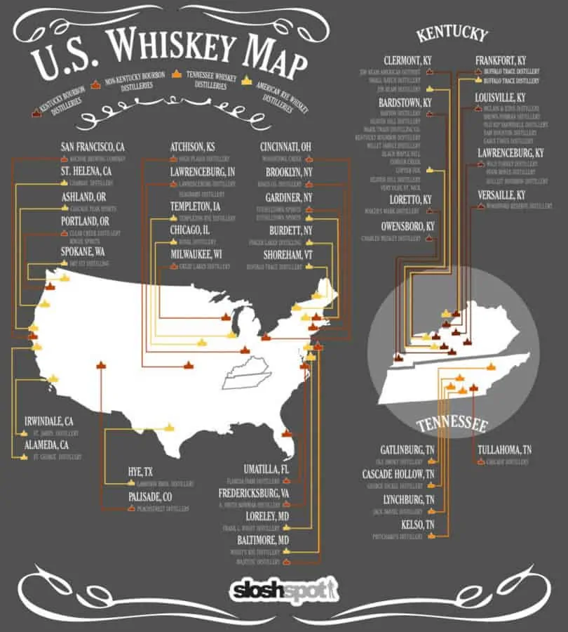 A map of American Whiskey
