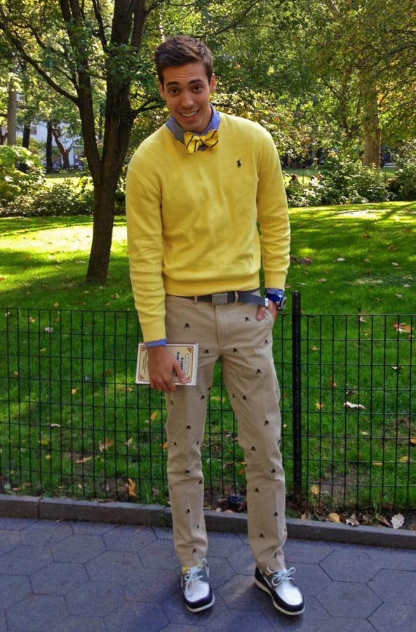 An OCBD can be the epitome of preppy with GTH pants, a sweater and boatshoes