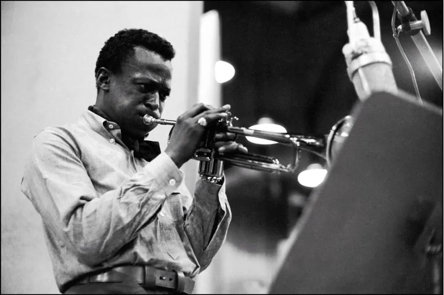 Miles Davis in one of his trademark button downs