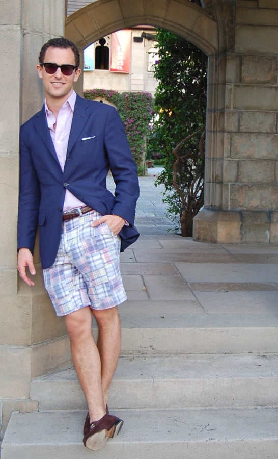 Preppy madras shorts with blazer