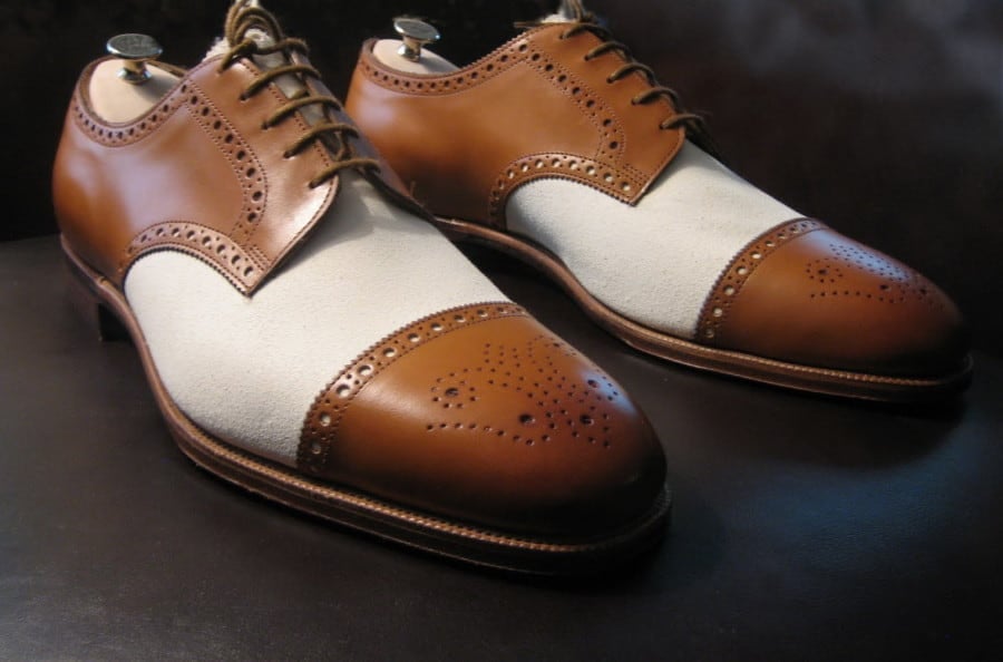 Semi Brogue with white suede by the Uptown Dandy