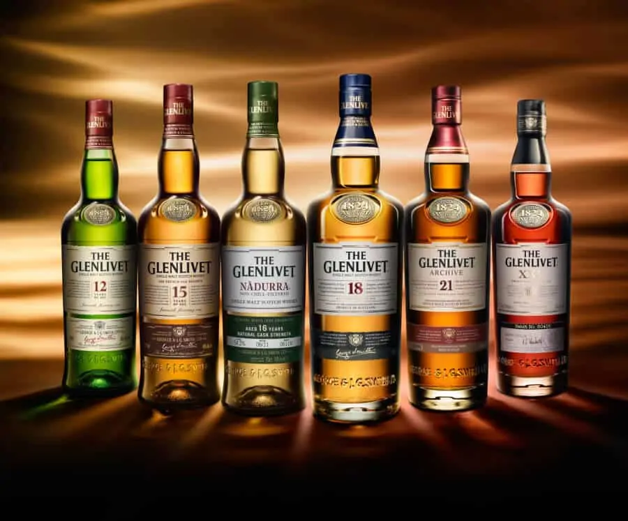 The Glenlivet range of whiskies