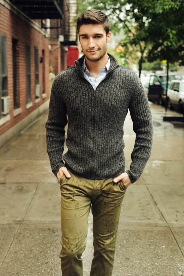 Chinos offer a great casual option for inclement weather