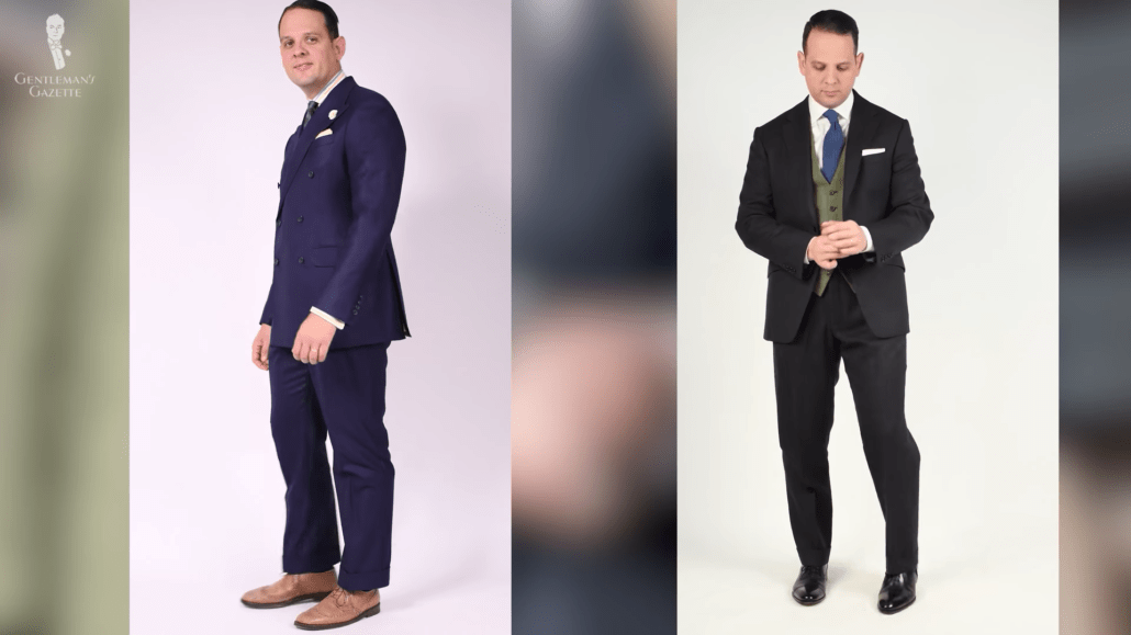 Navy blue and black suit ensembles