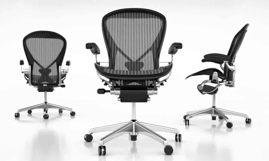 Aeron chair fully loaded with polished metal base