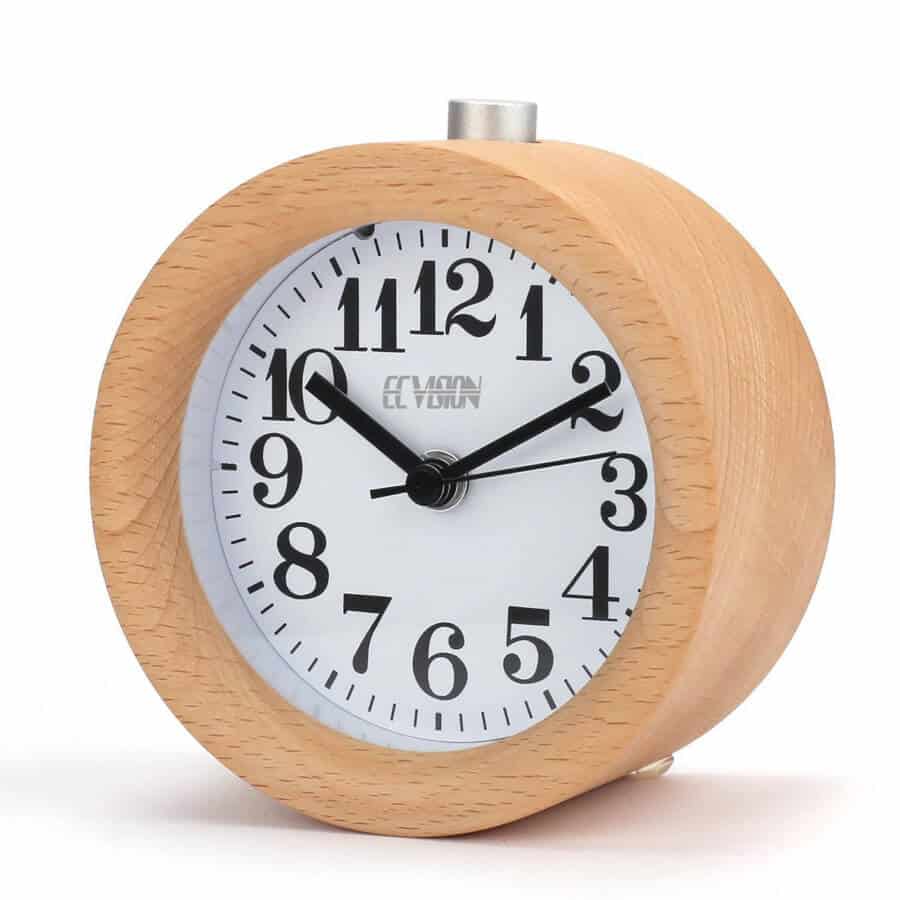 Ecvision Beech Wood Alarm Clock with Nightlight