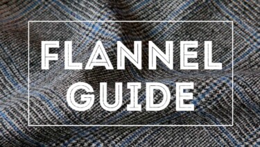 Flannel Guide with grey prince of wales check with blue overcheck flannel fabric in the background