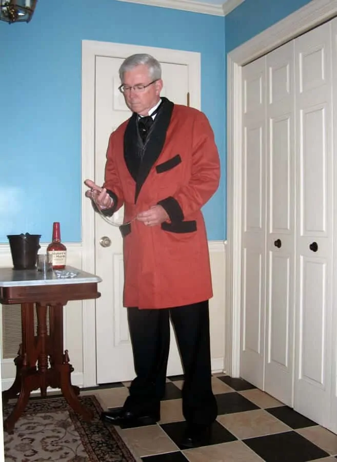 Gentleman at home in his smoking jacket
