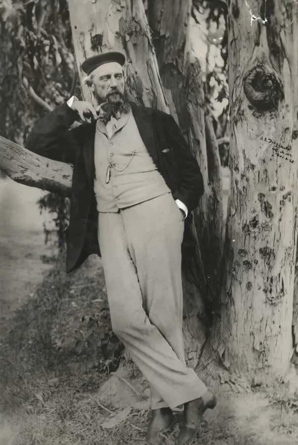 James Edward Fitzgerld wearing a smoking jacket in 1868