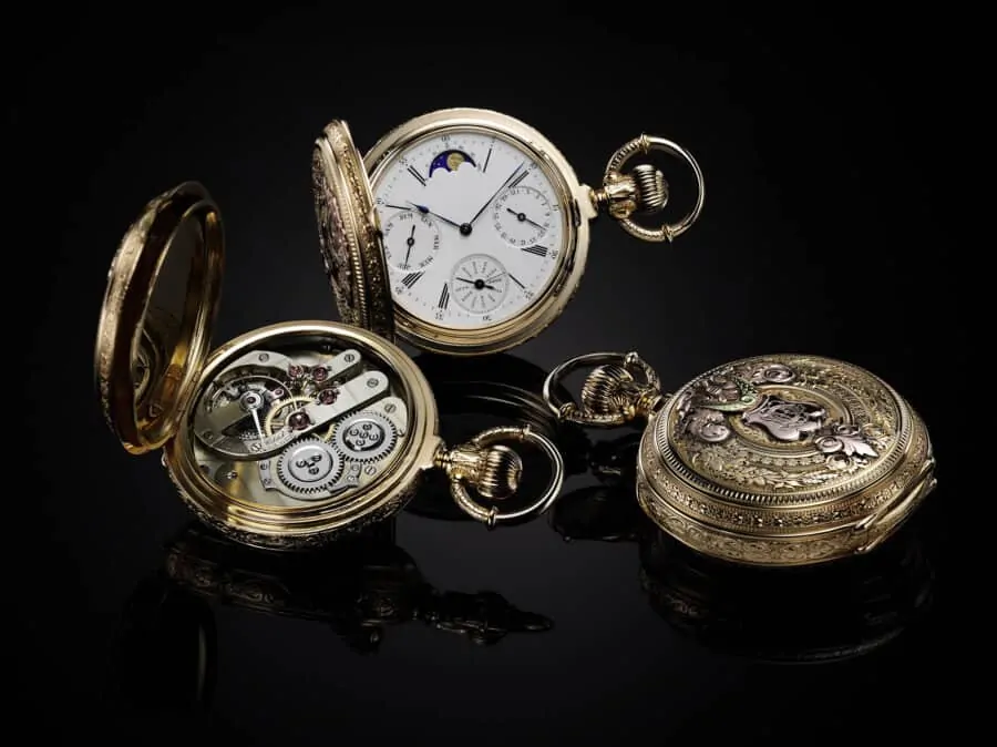 An intricate pocket watch perfect for black tie