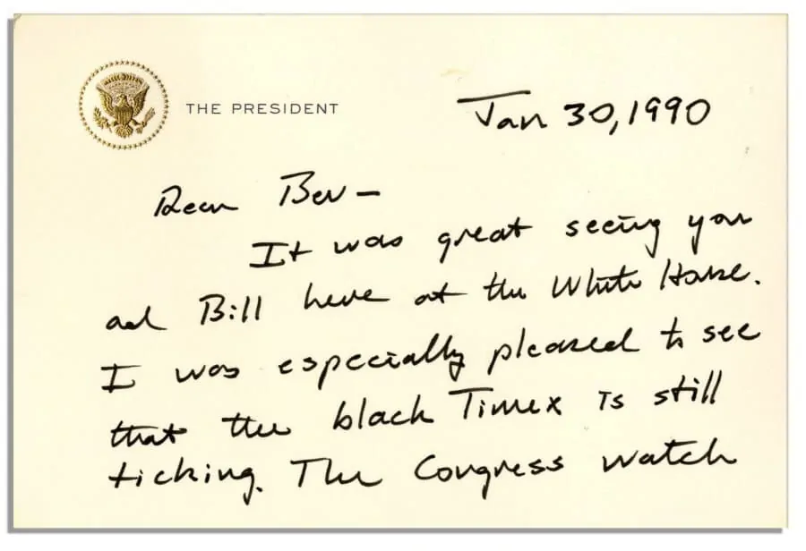 Handwritten note on Presidential stationery