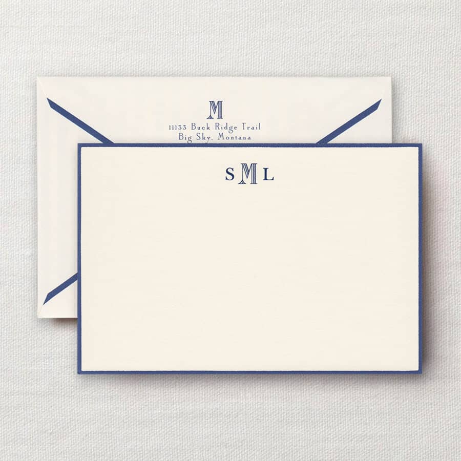 Monogram Stationary Professional Monogrammed Note Cards Personalized Mens Stationery with Envelopes 