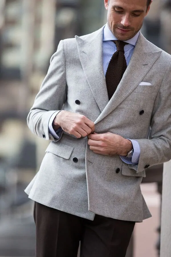 Light grey and brown combined well by He Spoke Style