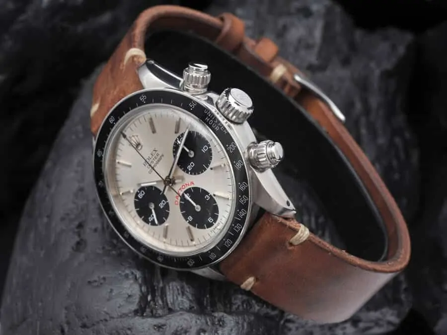 The Rolex Daytona with a brown strap