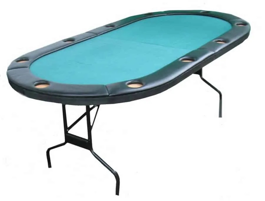 This poker table easily stores away but is great for game night