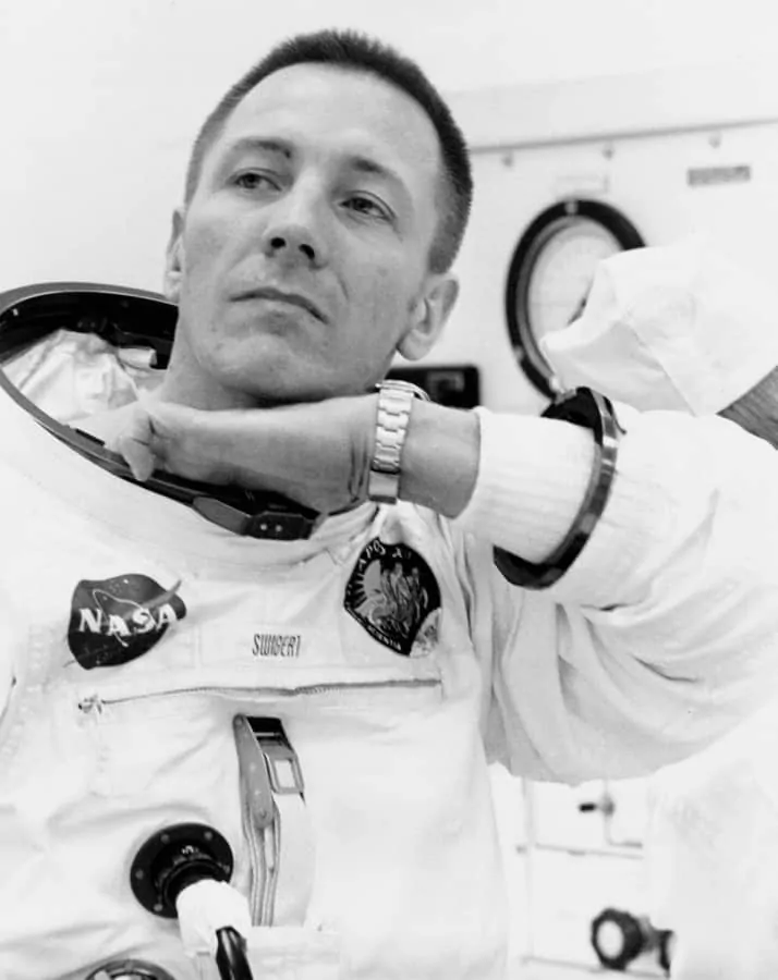 Astronaut Jack Swigert with his Omega