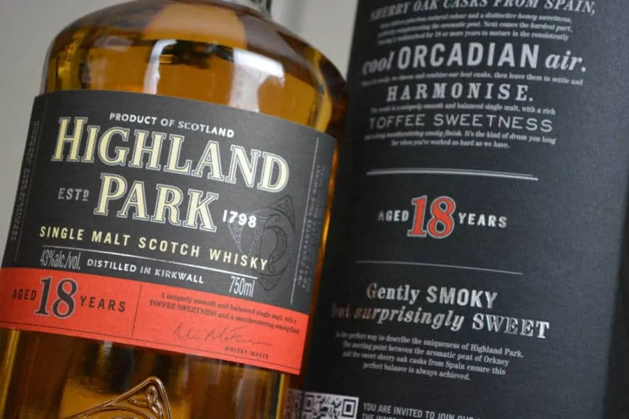 A well described bottle of Highland Park 18