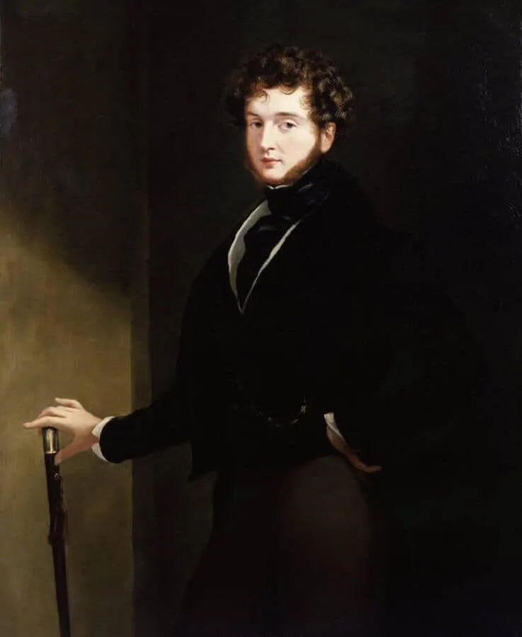 Alfred, Count D'Orsay wearing a black silk cravat