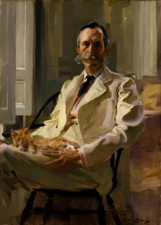 Man with the Cat wearing a four in hand knot - by Cecilia Beaux 1898