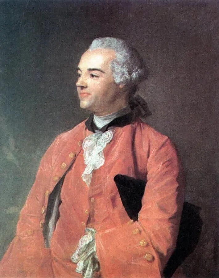 Portrait of Jacques Cazotte wearing a simplel broad black solitaire, white linen or muslin stock and lace shirt frills by Jean-Baptiste Perronneau 1763