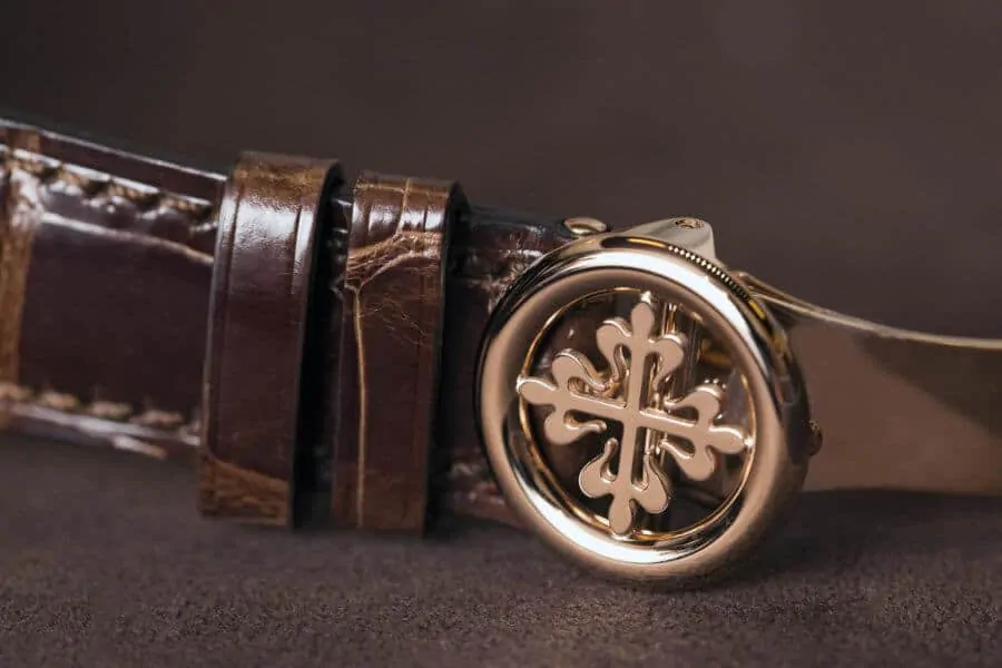 The beautiful Patek branded leather strap