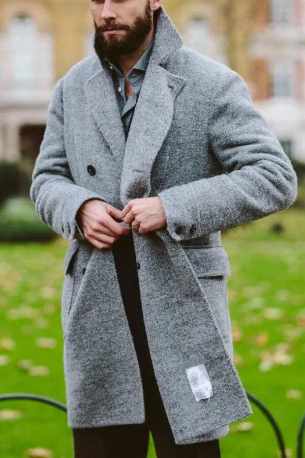 Casentino style grey overcoat