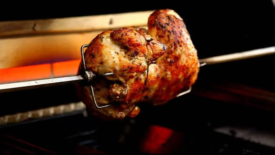 Fiery spit roasted chicken is an easy meal to prepare for a crowd