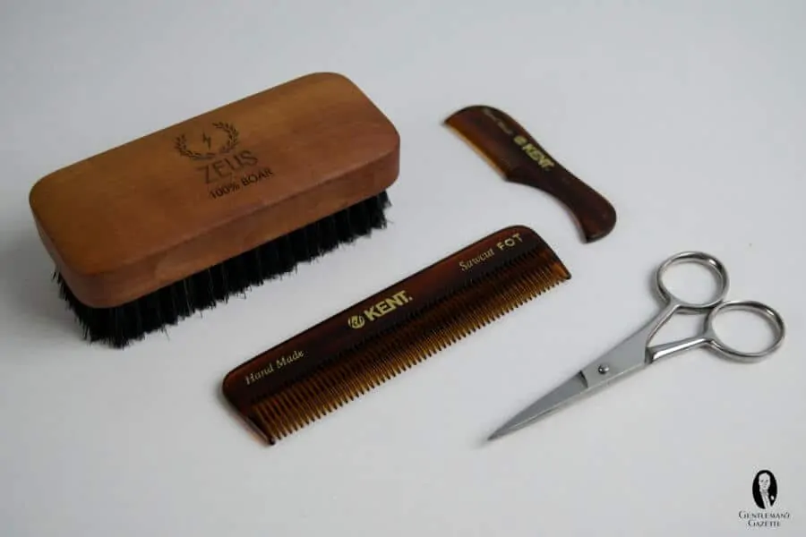Beard care tools - brush, comb _ scissors