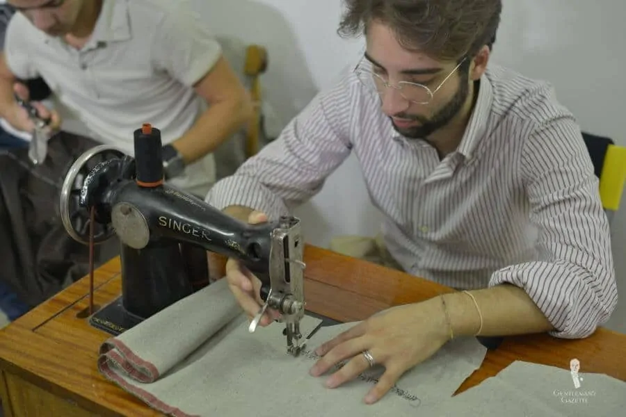 Handmade product using a sewing machine
