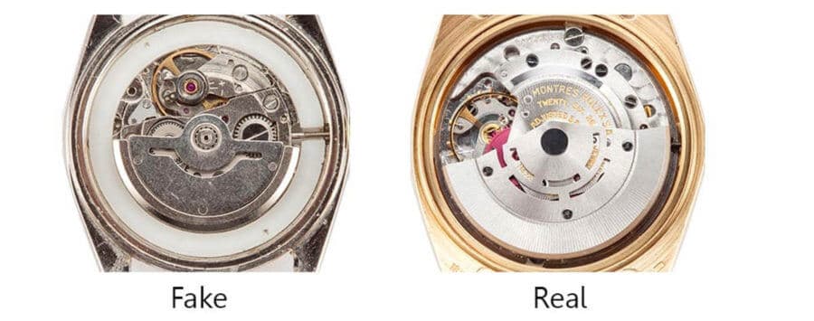 Real vs Fake movement on a Rolex