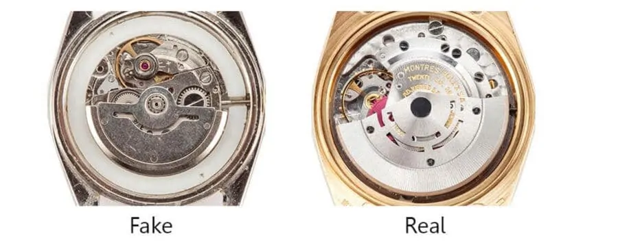 Real vs Fake movement on a Rolex