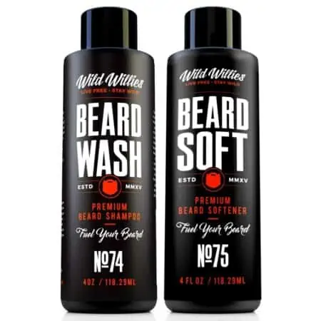 Beard Wash and Conditioner Bundle by Wild Willies Packed w/Organic Oils & Nutrients to Shampoo and Soften Your Beard Along With Peppermint & Eucalyptus Leaves An Incredible Tingle