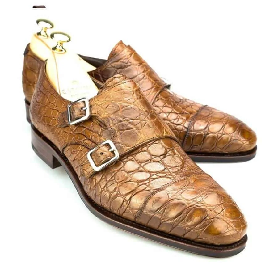 Carmina alligator double monk strap shoe