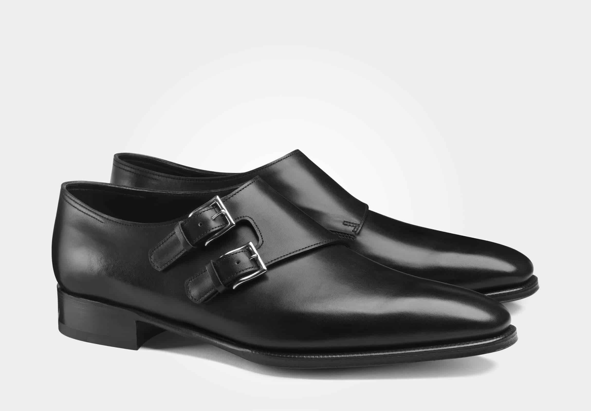 black double monk strap shoes