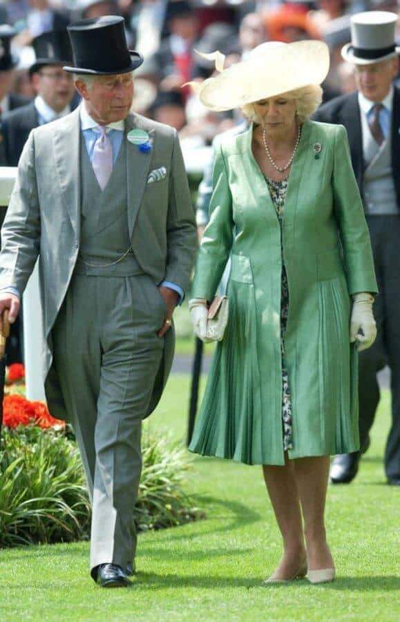 Prince Charles in his 3 piece morning suit with black silk top hat winchester shirt with cornflower boutonniere