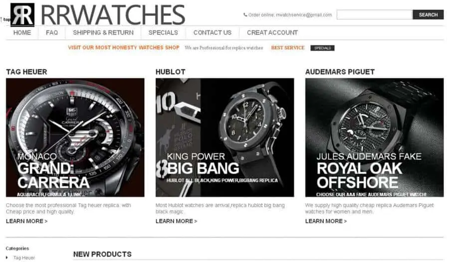 Some websites selling fake watches will show pictures of the actual watch or replicas better than what they sell