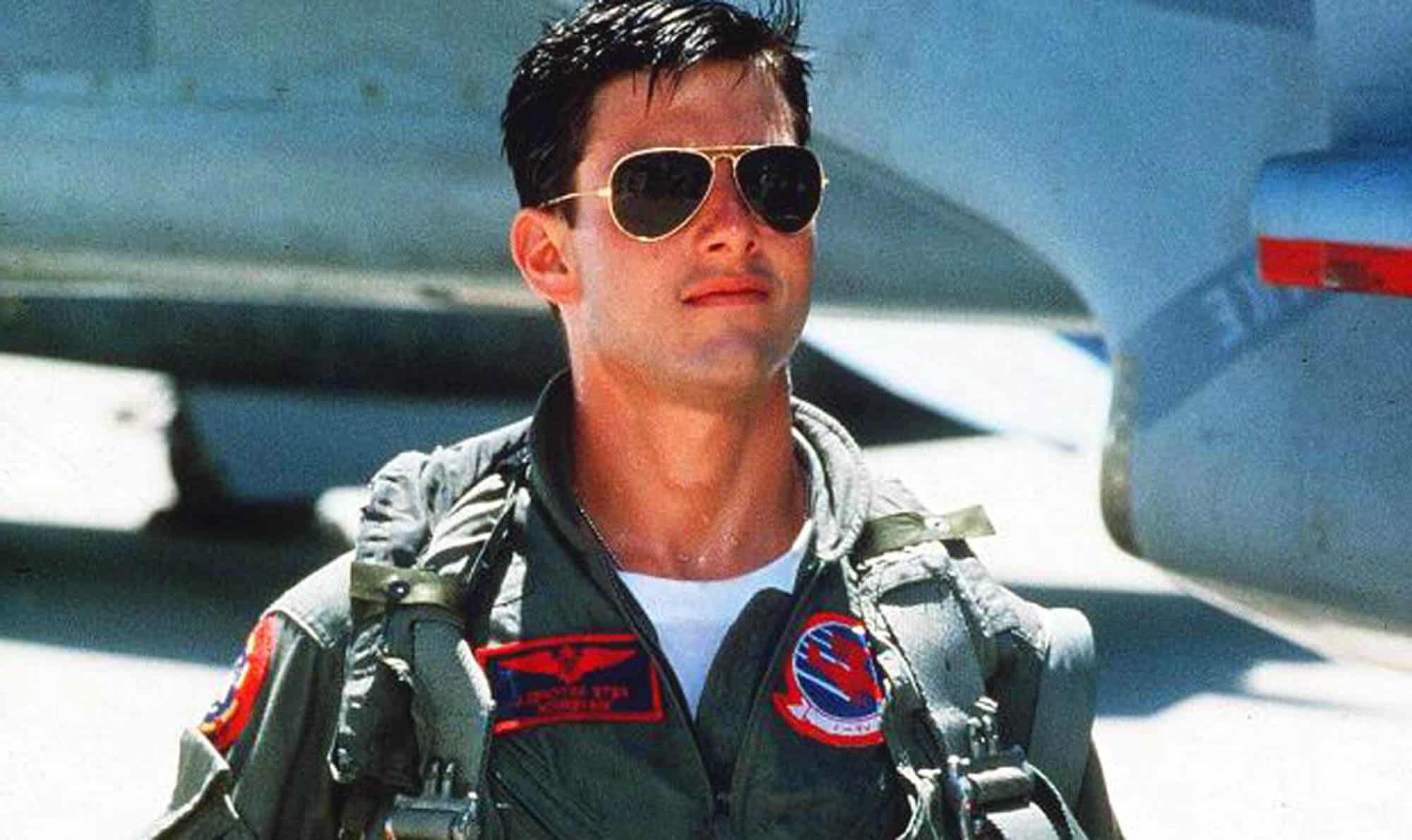 Tom Cruise wearing aviators in Top Gun.