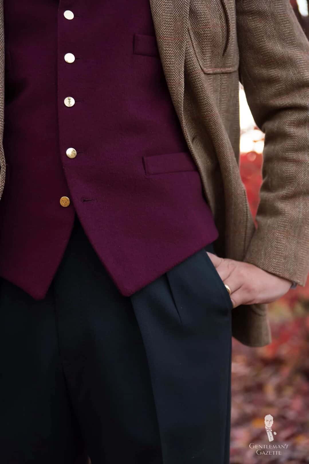 maroon formal attire
