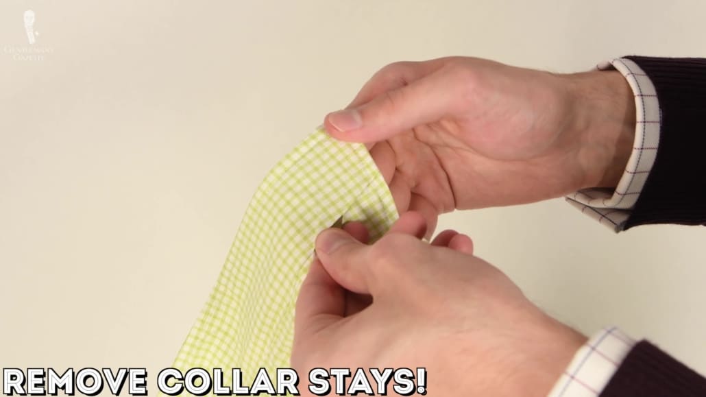Make sure to remove collar stays before you put on a collar clip