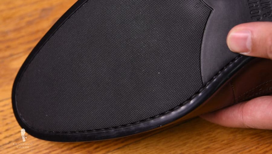 Johnston Murphy rubber sole with stitching