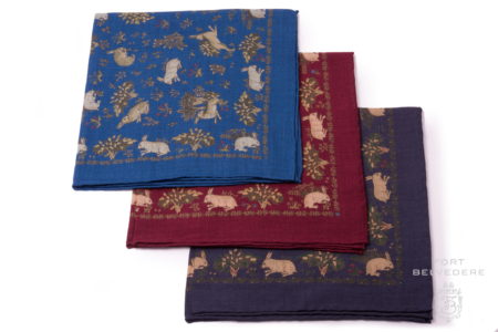 Silk Wool Pocket Squares with Rabbits