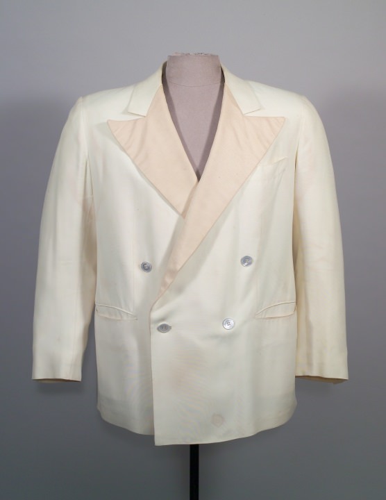 4x1 Double-breasted, beige-champagne dinner jacket by Stephen Brod March 15, 1947