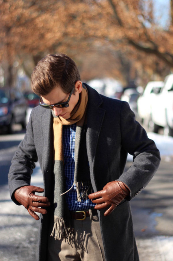 A simple scarf on Brock McGoff of The Modest Man works to bring the outfit together