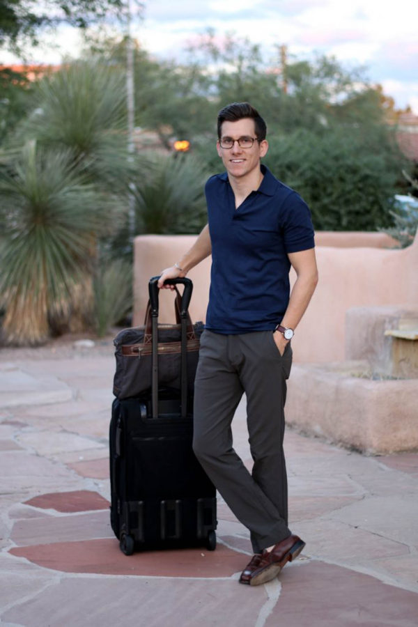 Brock McGoff of The Modest Man in a casual outfit perfect for travel
